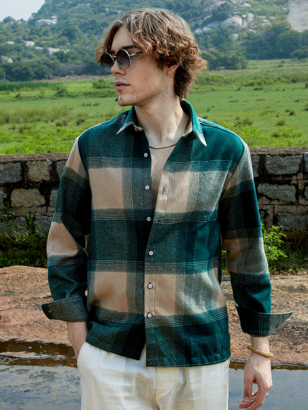Campus Sutra Vignette-Checkered Oversized Shirt