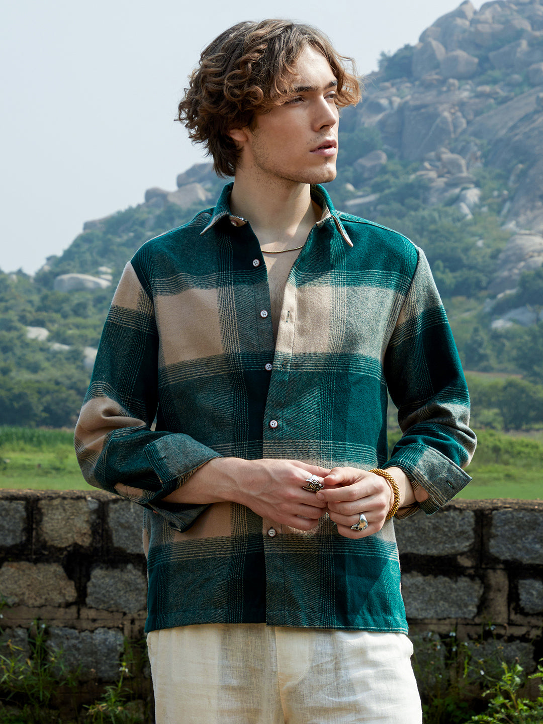 Campus Sutra Vignette-Checkered Oversized Shirt