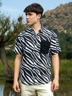 Campus Sutra Zebra-Lined Oversized Shirt
