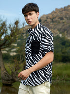 Campus Sutra Zebra-Lined Oversized Shirt