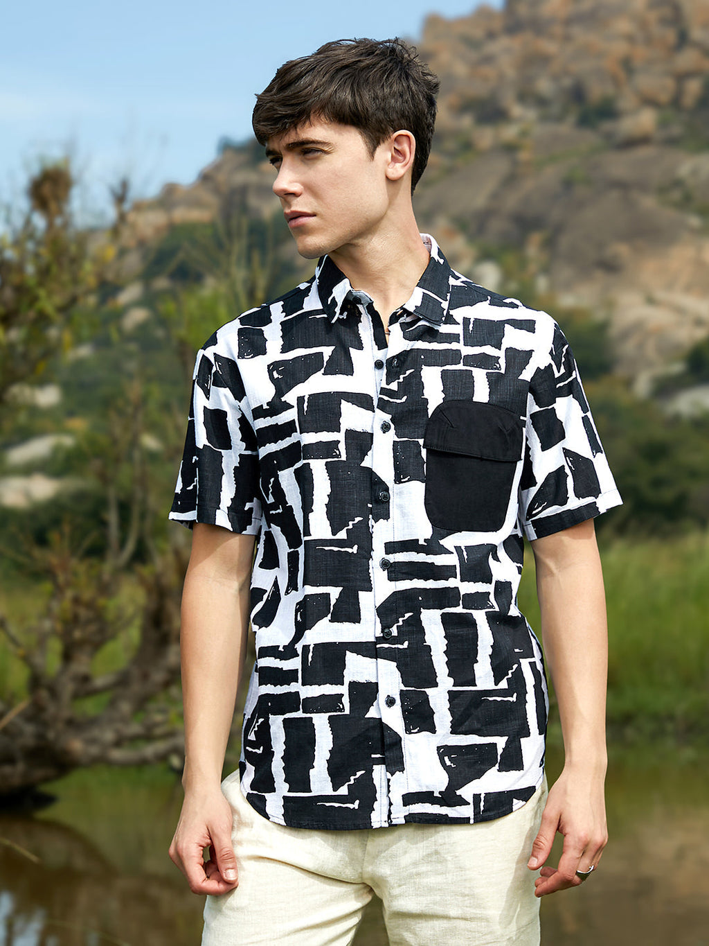 Campus Sutra Imprint Oversized Shirt