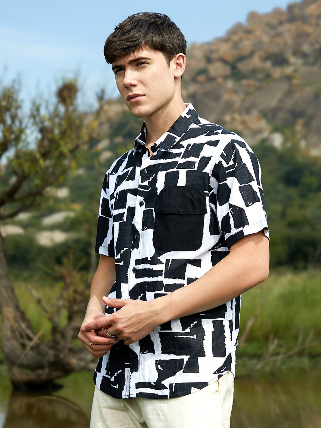 Campus Sutra Imprint Oversized Shirt