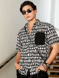 Campus Sutra Flap-Block Printed Oversized Shirt
