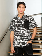 Campus Sutra Flap-Block Printed Oversized Shirt
