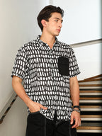 Campus Sutra Flap-Block Printed Oversized Shirt