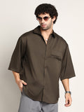 Campus Sutra Satin-Utility Oversized Shirt