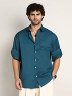 Campus Sutra Satin-Utility Oversized Shirt