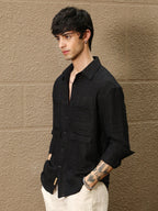 Campus Sutra Straw-Tactile Utility Oversized Shirt