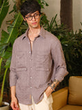 Campus Sutra Straw-Tactile Utility Oversized Shirt