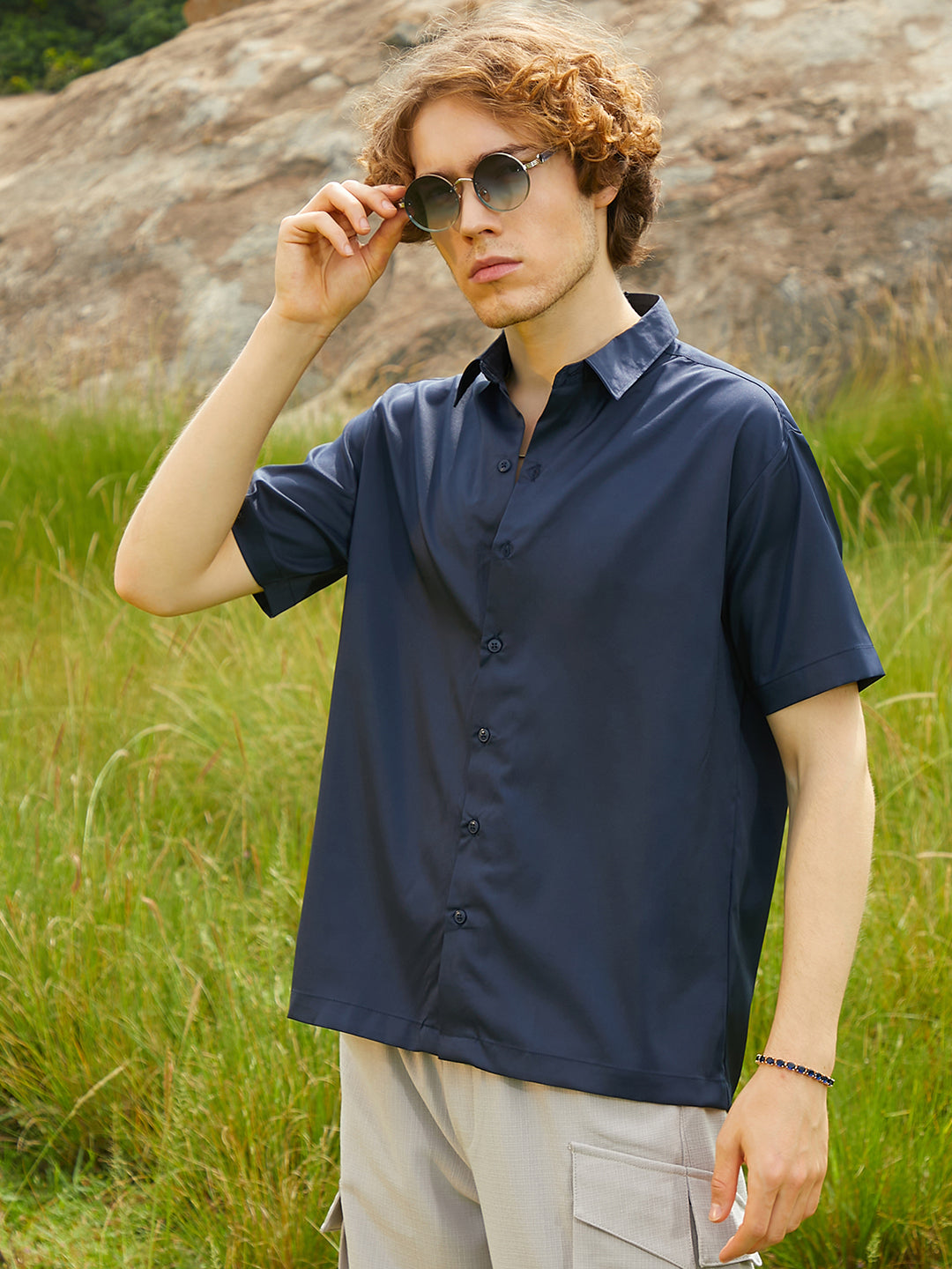 Campus Sutra Satin Oversized Shirt