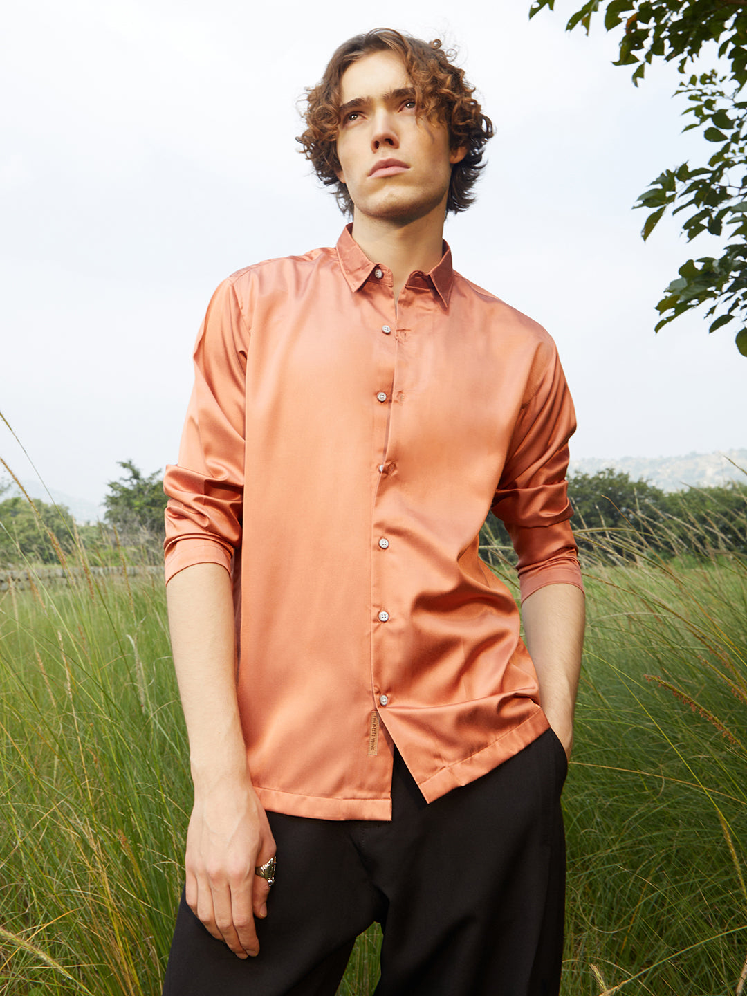 Campus Sutra Satin Oversized Shirt