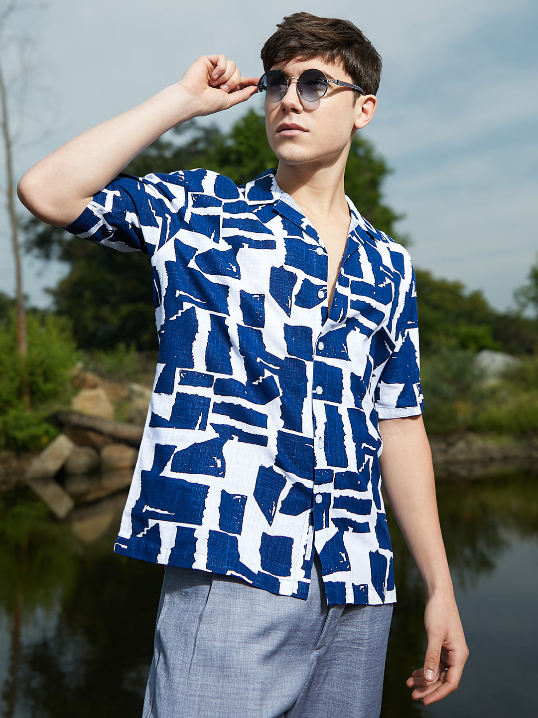 Campus Sutra Imprint Oversized Shirt