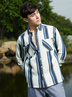 Campus Sutra Shadow-Striped Oversized Shirt