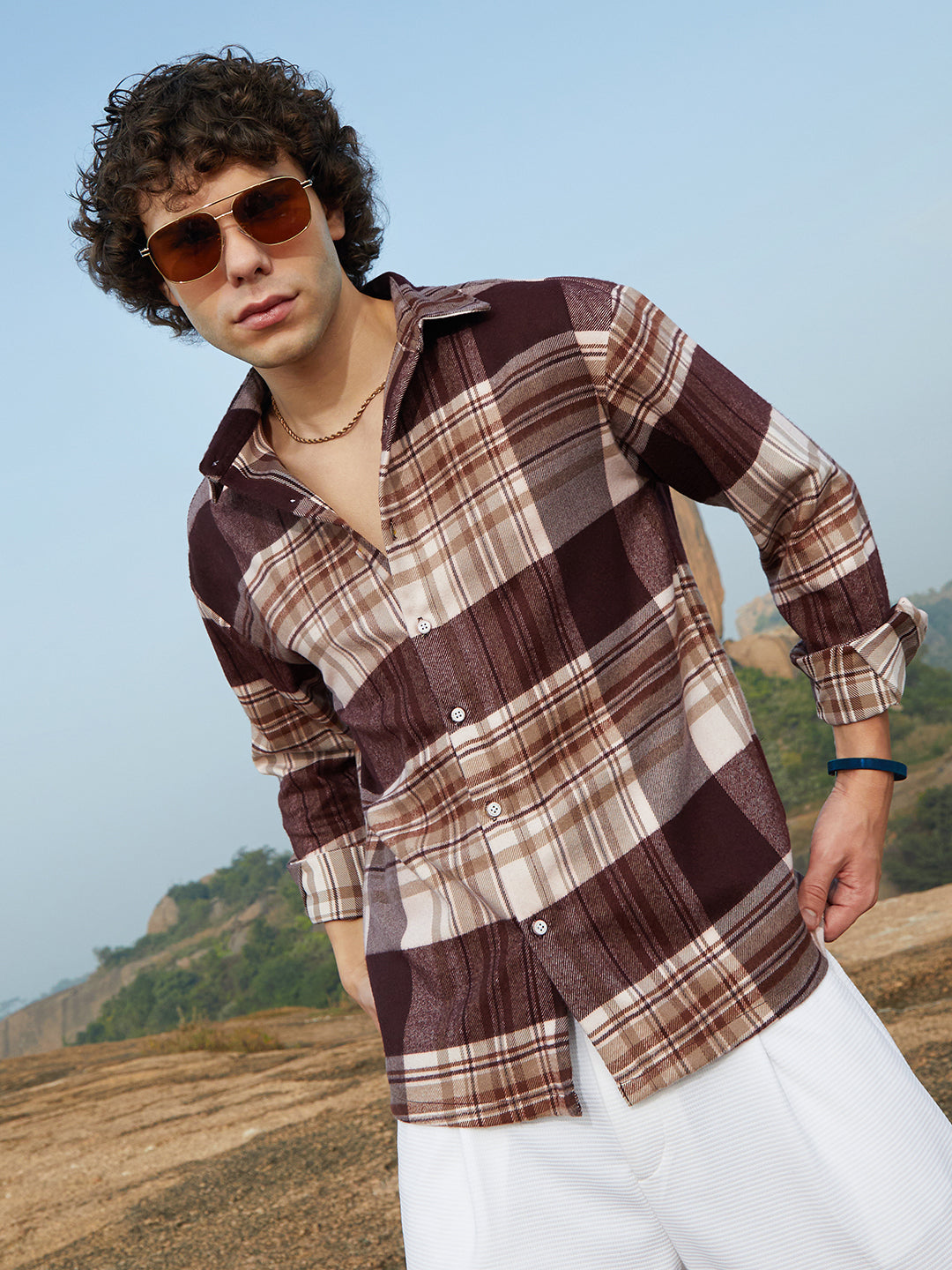 Campus Sutra Plaid Oversized Shirt