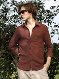 Campus Sutra Solid Tactile-Woven Shirt