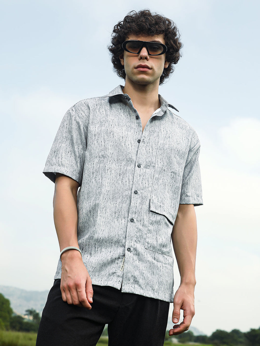 Campus Sutra Speckled Flap Oversized Shirt