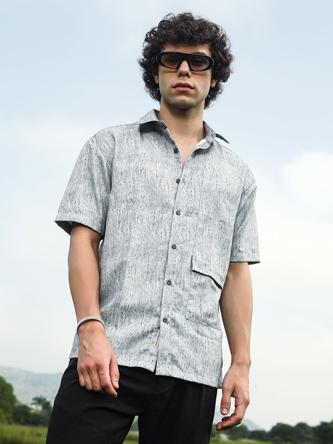 Campus Sutra Speckled Flap Oversized Shirt