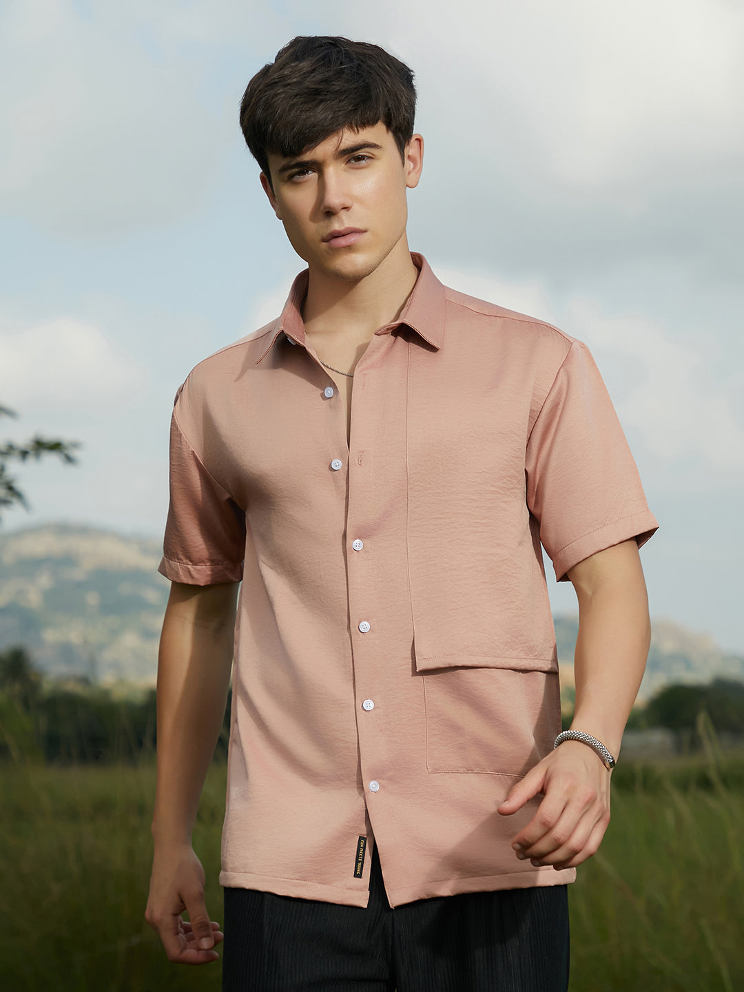 Campus Sutra Solid Flap Oversized Shirt