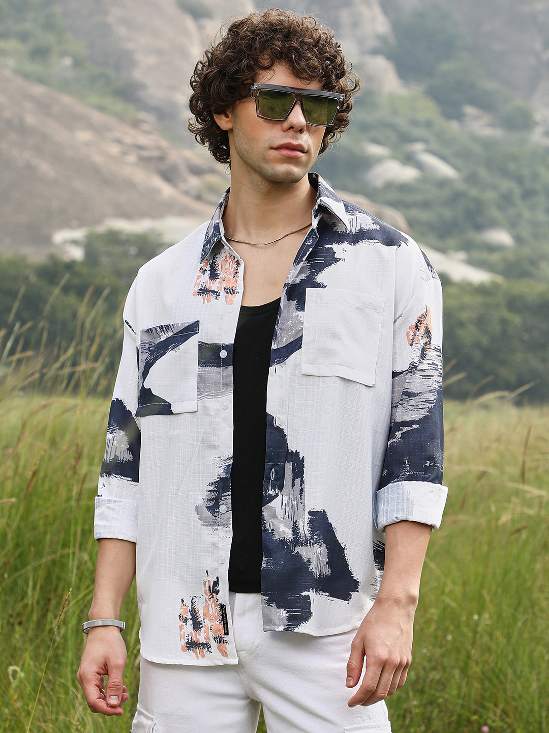 Campus Sutra Ethereal Strokes Oversized Shirt