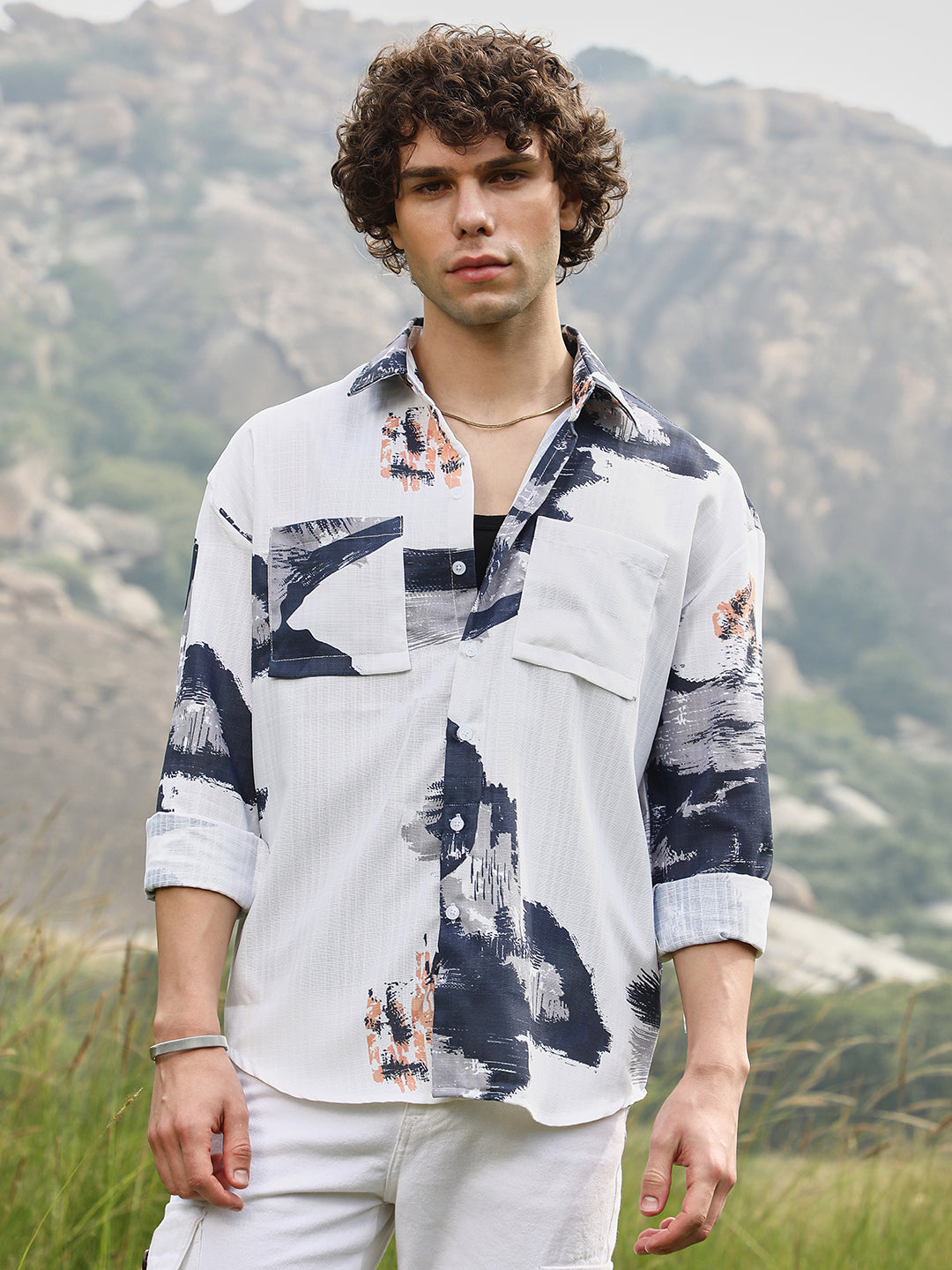Campus Sutra Ethereal Strokes Oversized Shirt