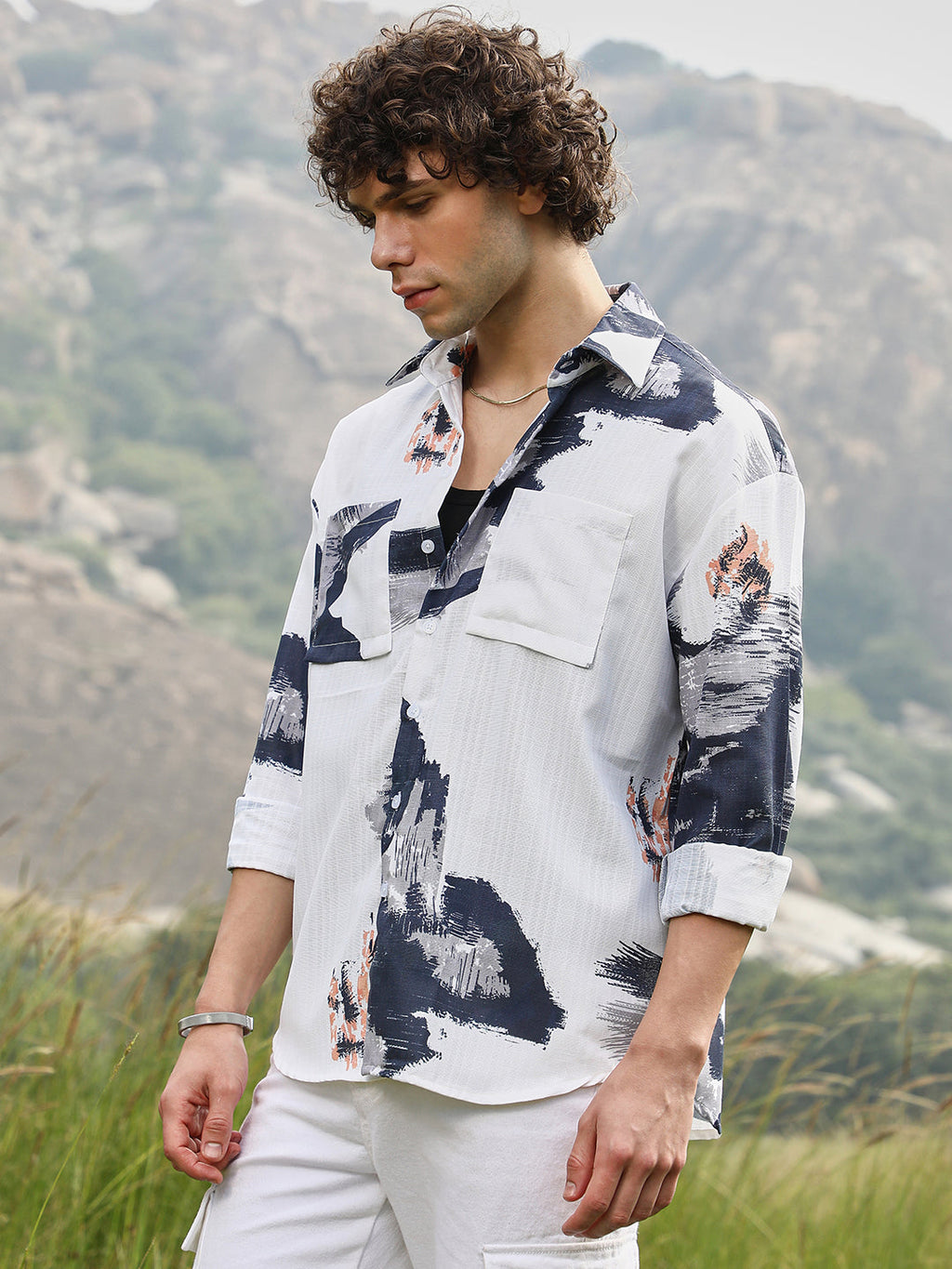 Campus Sutra Ethereal Strokes Oversized Shirt