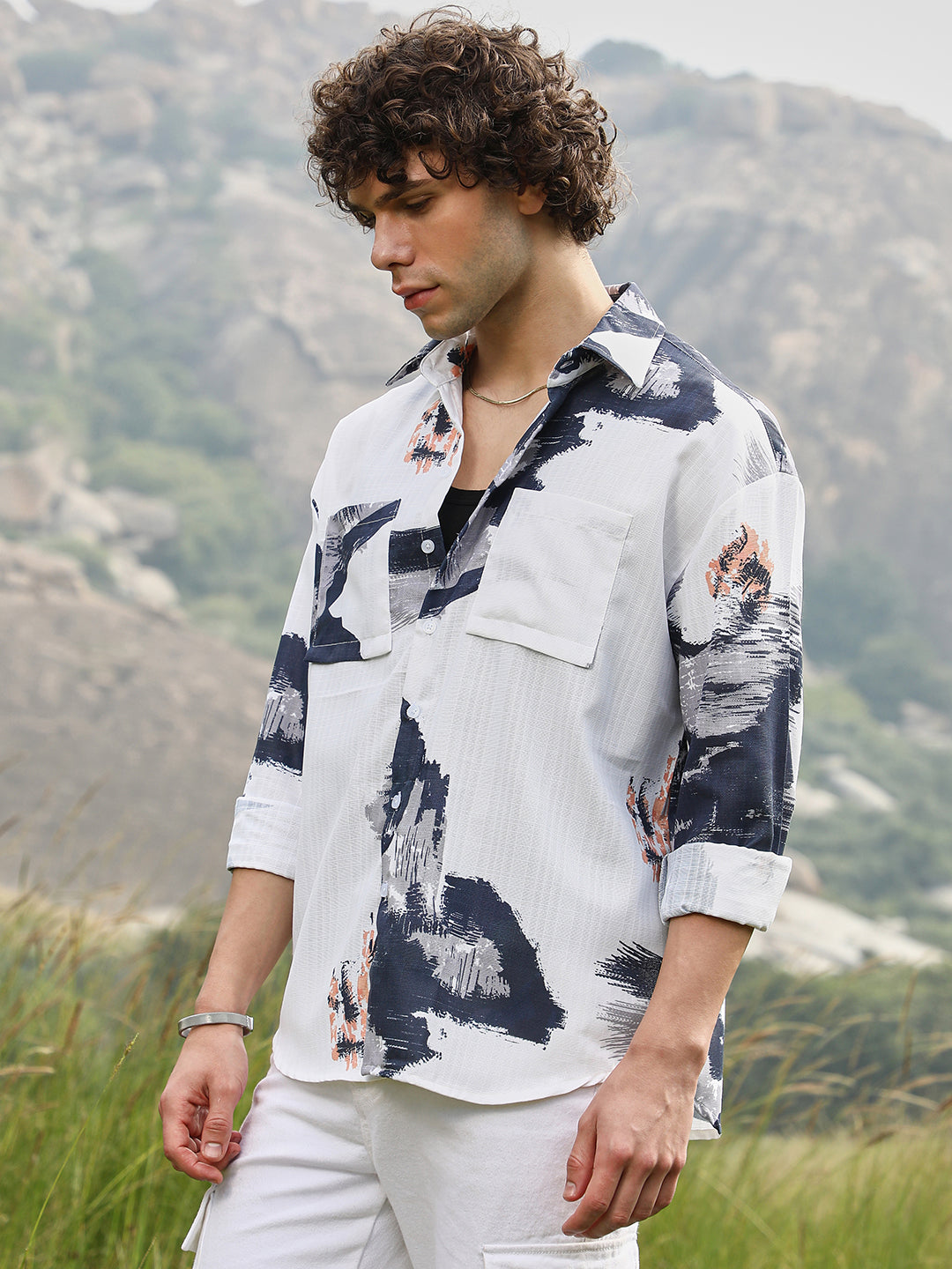 Campus Sutra Ethereal Strokes Oversized Shirt