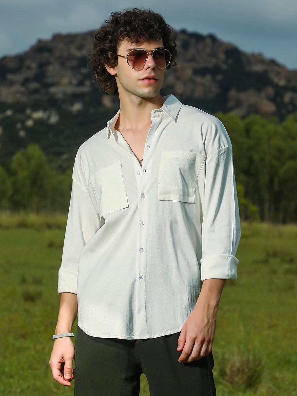 Campus Sutra Solid Utility Oversized Shirt