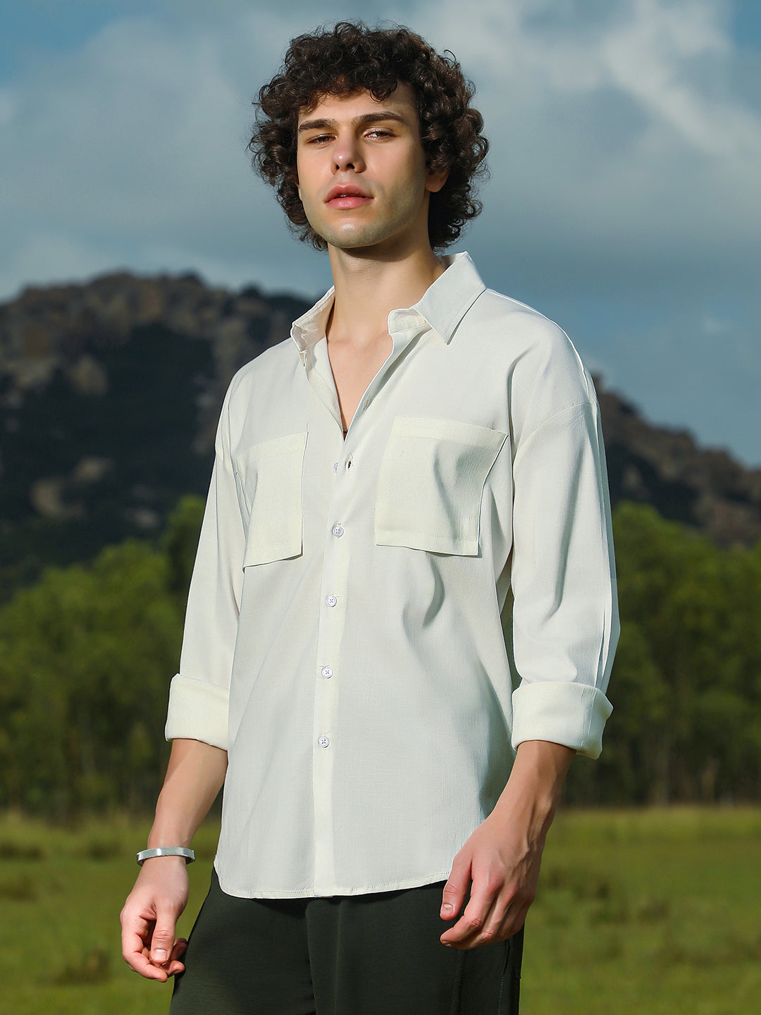 Campus Sutra Solid Utility Oversized Shirt