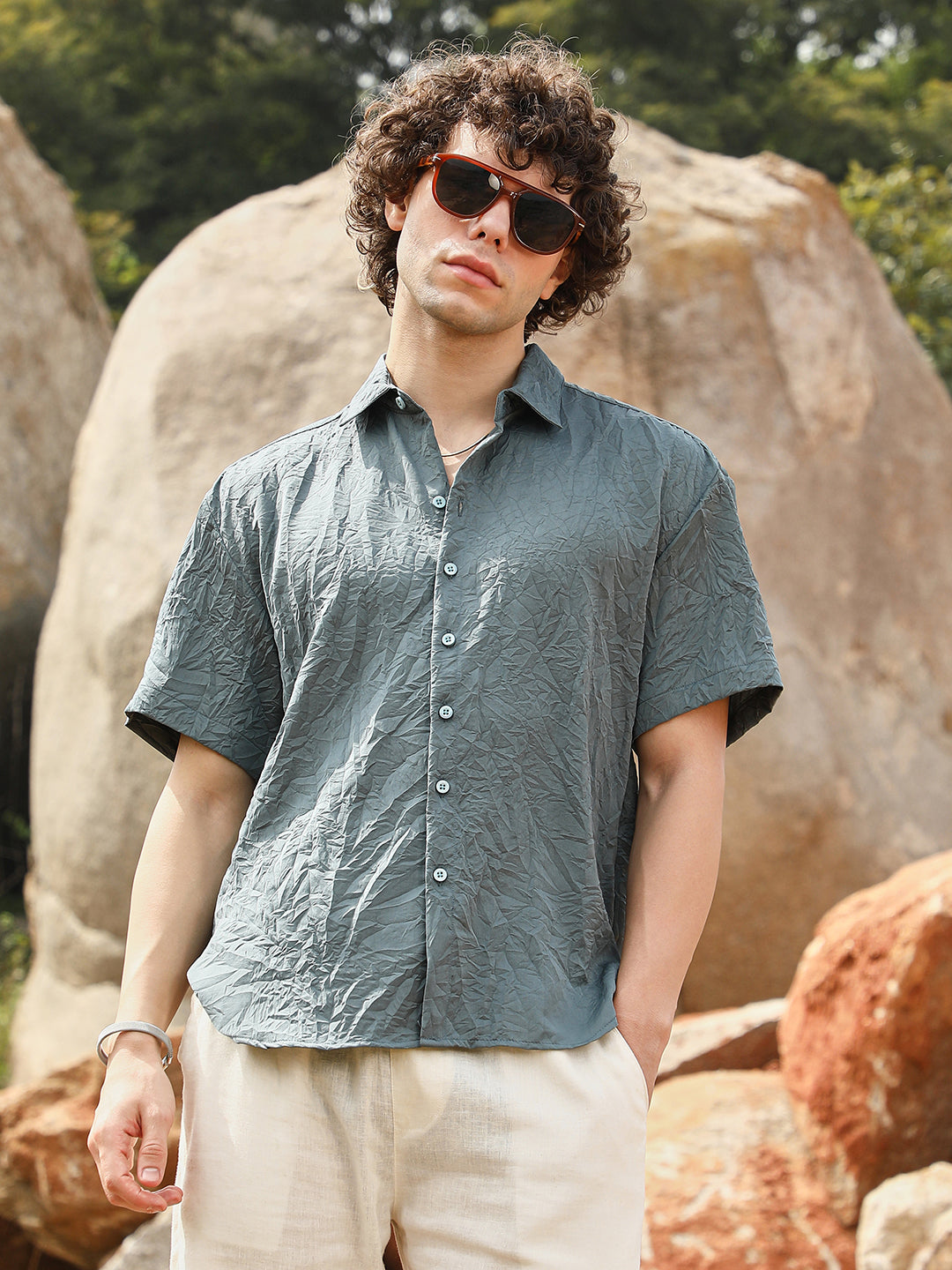 Campus Sutra Crumple-Tactile Shirt