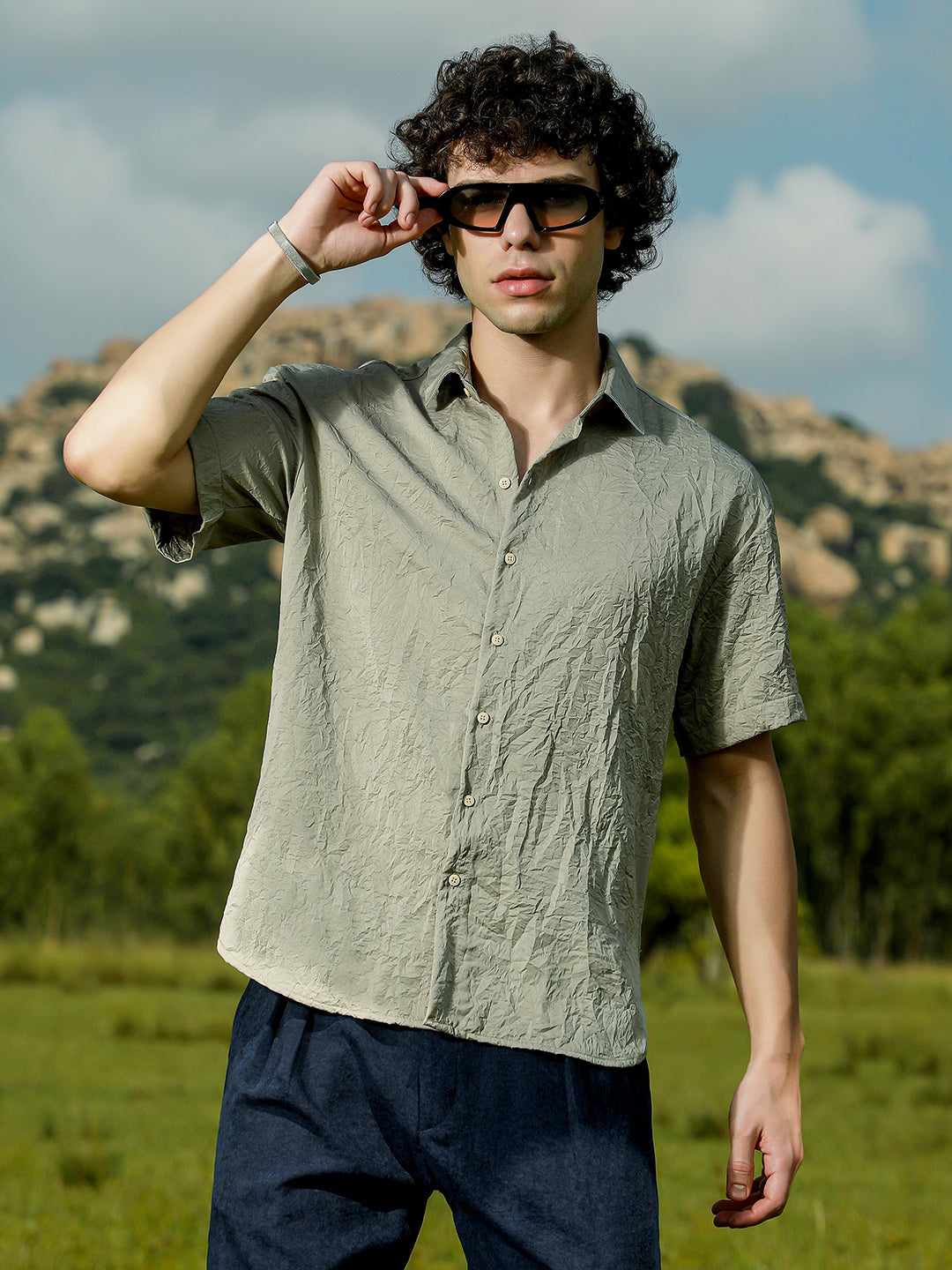 Campus Sutra Crumple-Tactile Shirt