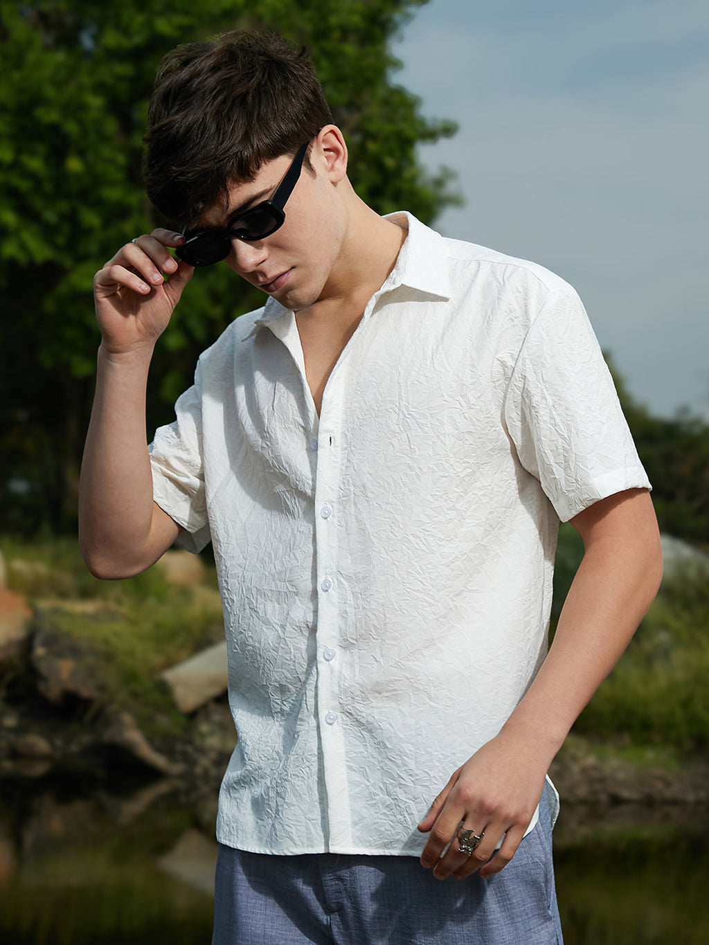 Campus Sutra Crumple-Tactile Shirt