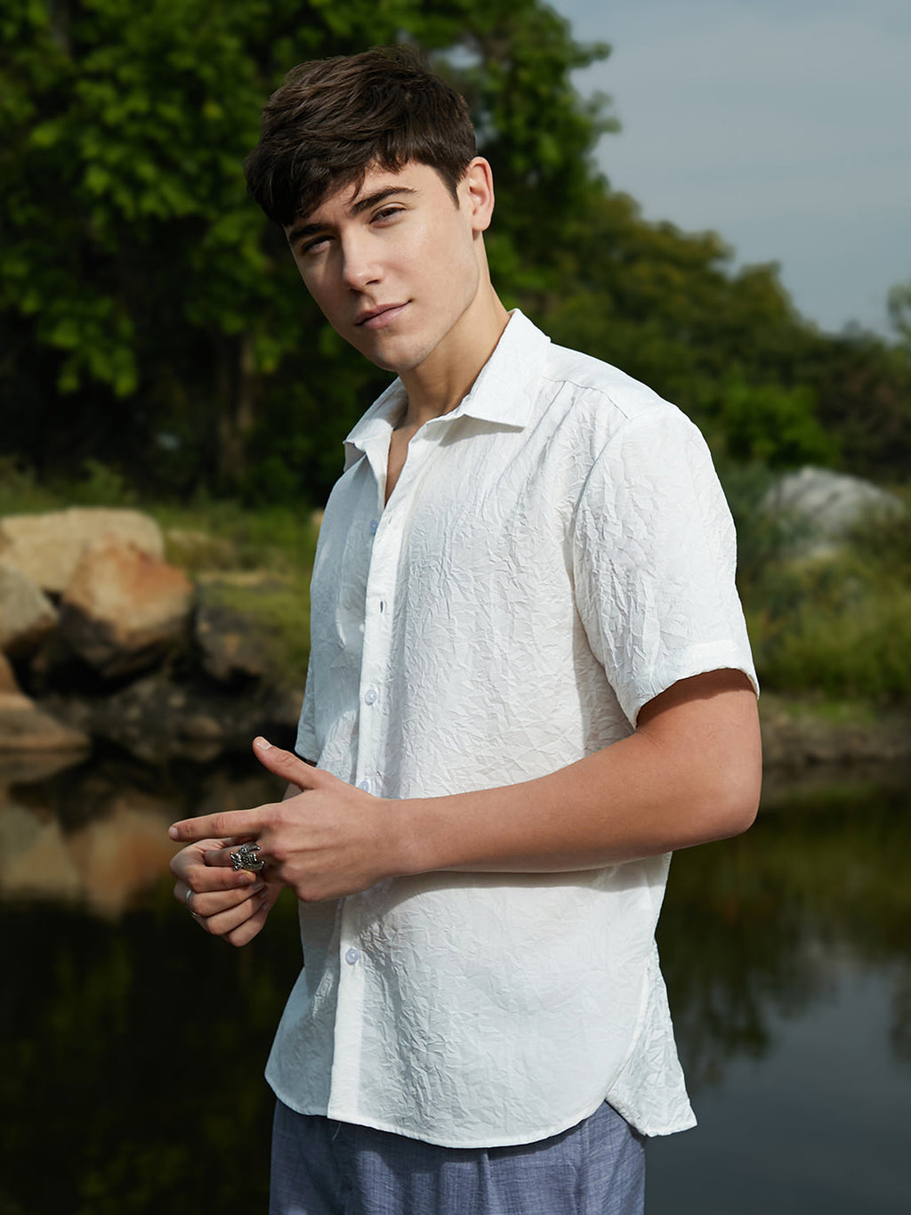 Campus Sutra Crumple-Tactile Shirt