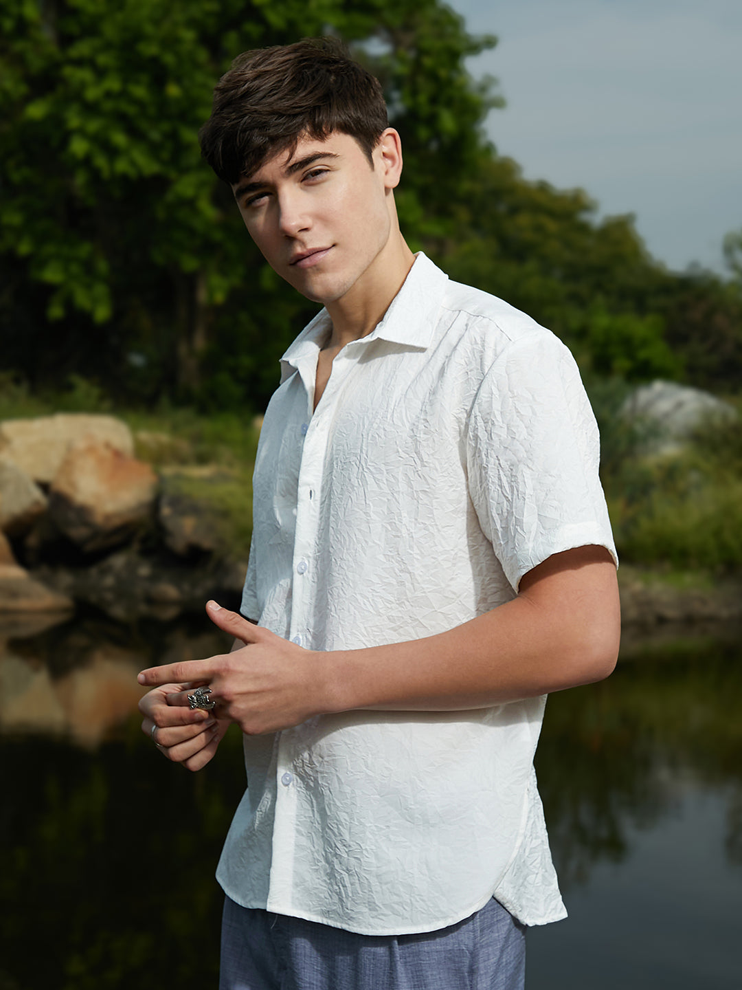 Campus Sutra Crumple-Tactile Shirt