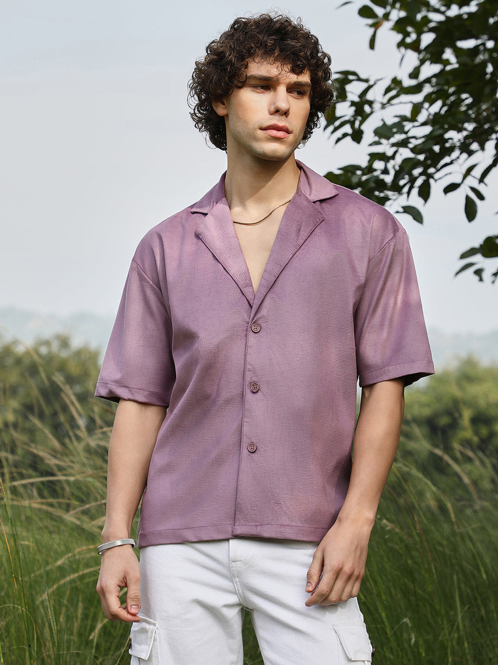 Campus Sutra Solid Resort Oversized Shirt