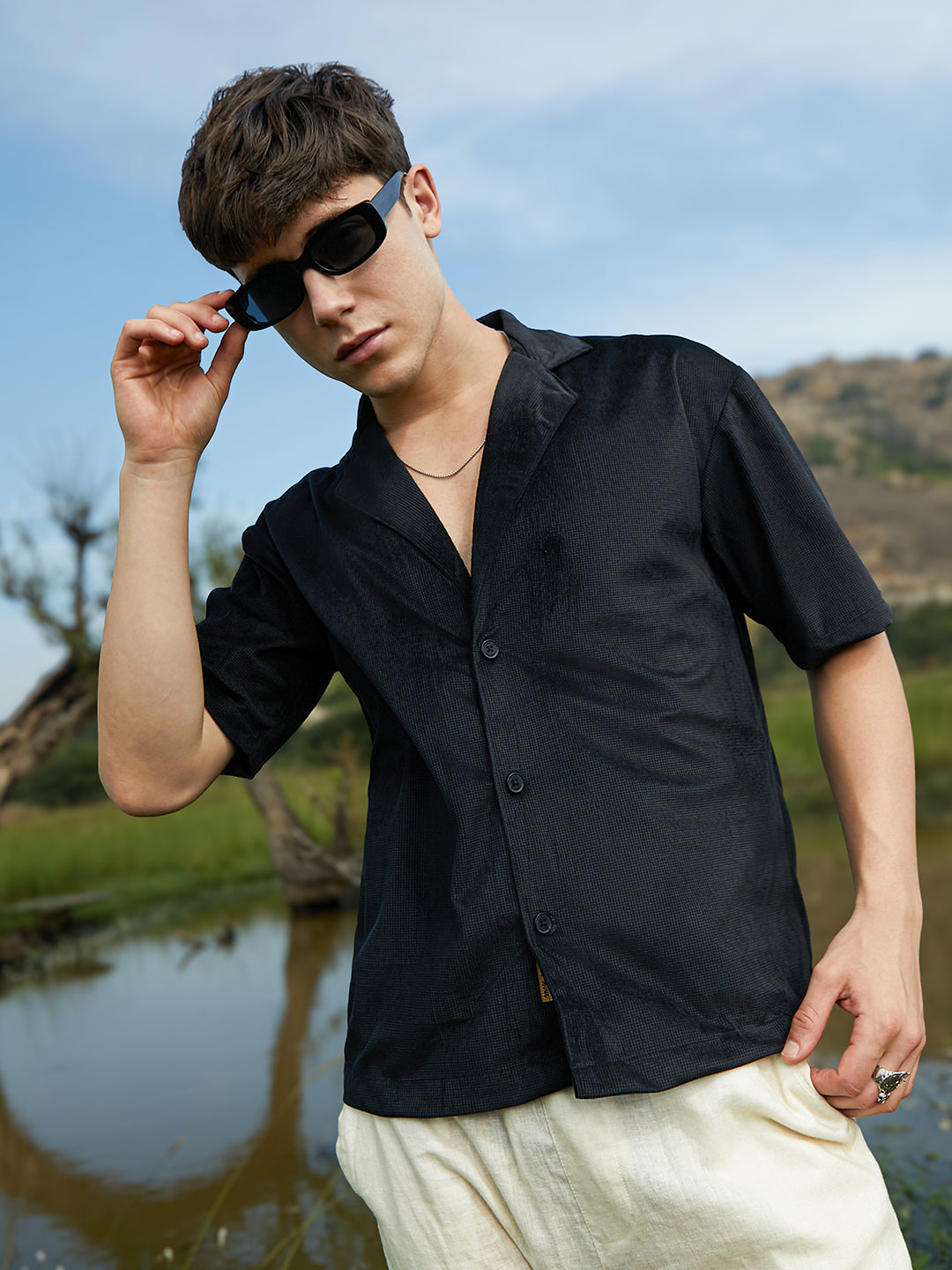 Campus Sutra Solid Knit Shirt