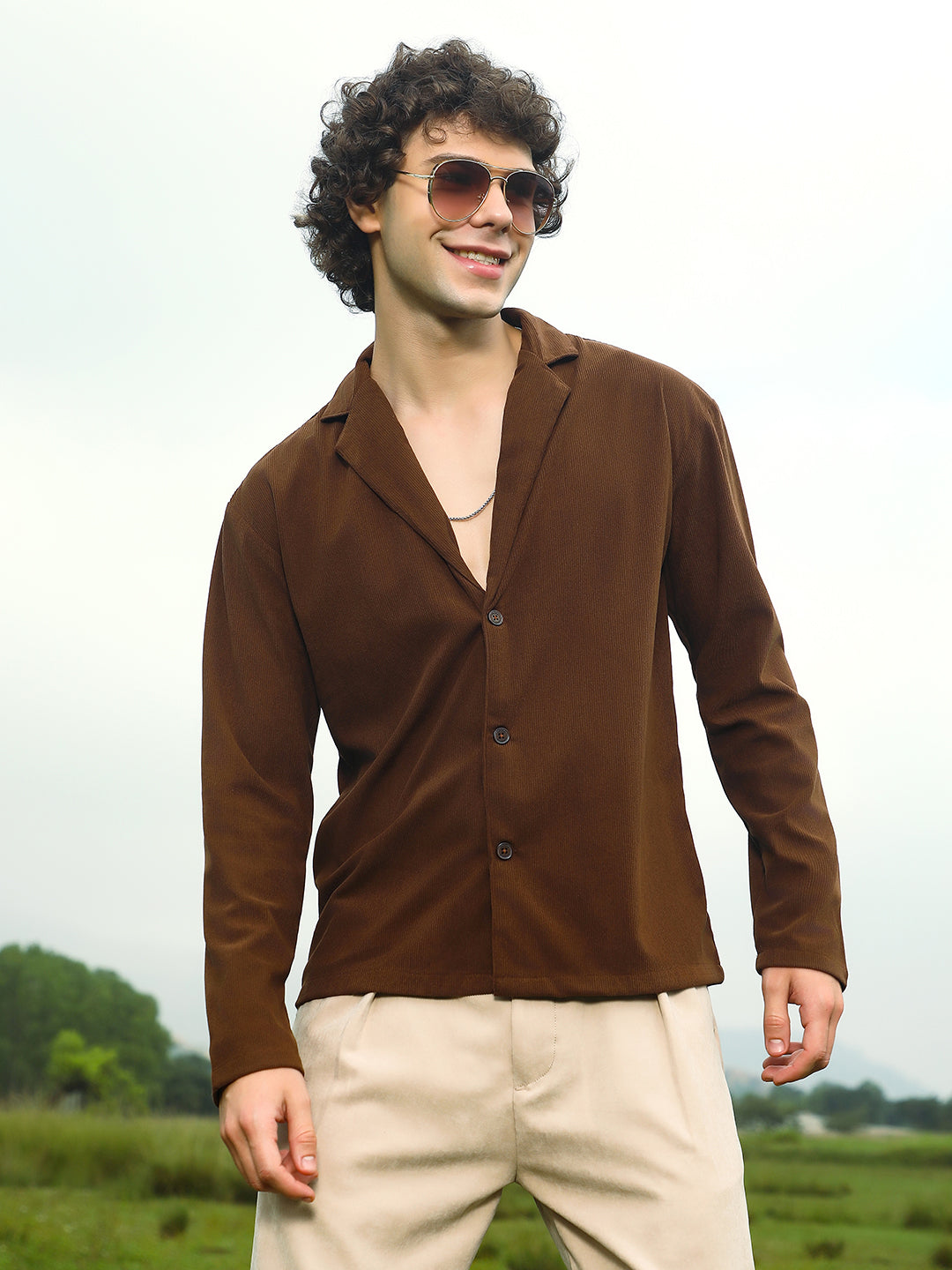 Campus Sutra Ribbed Oversized Shirt