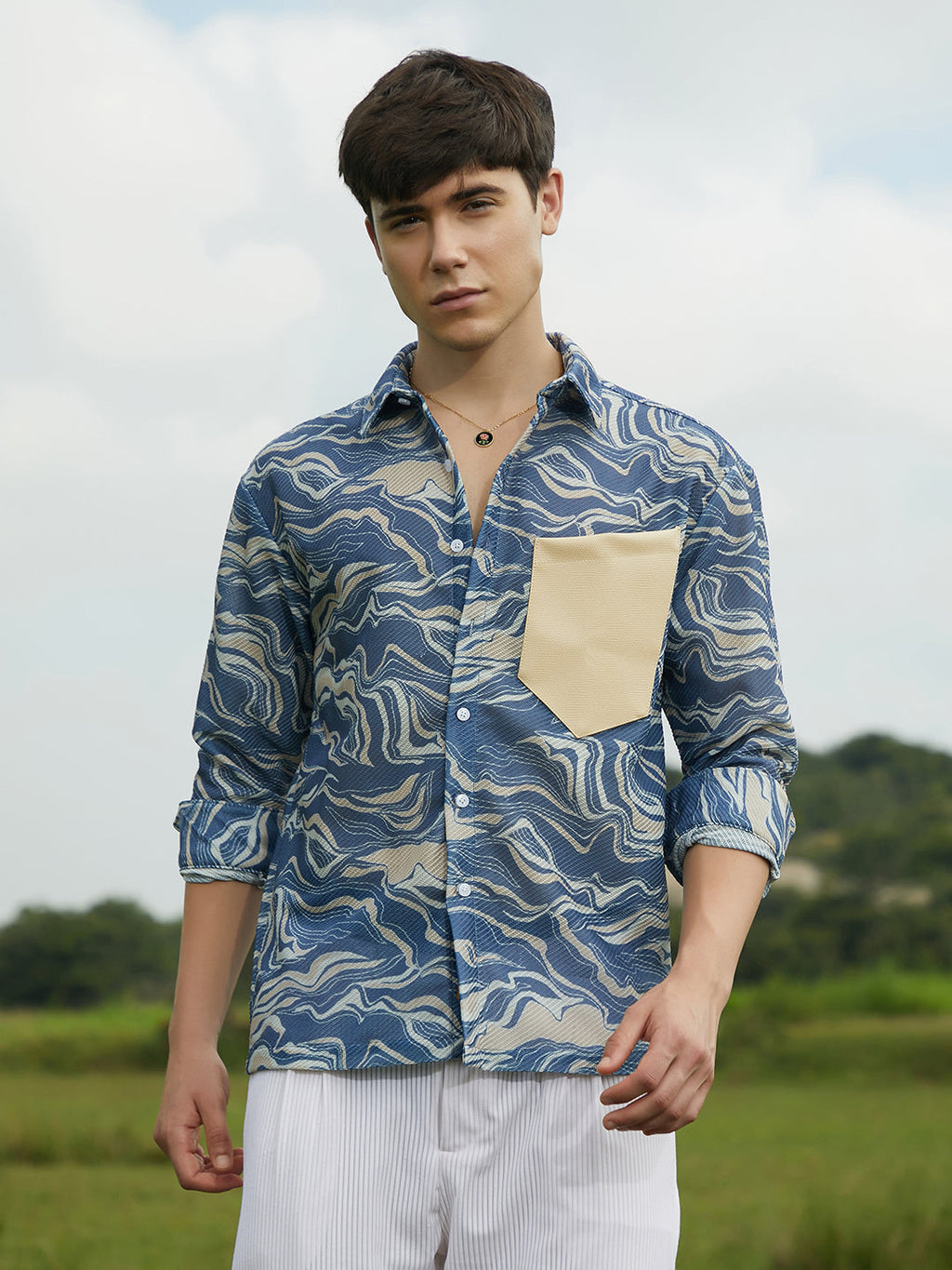Campus Sutra Fluid-Block Shirt