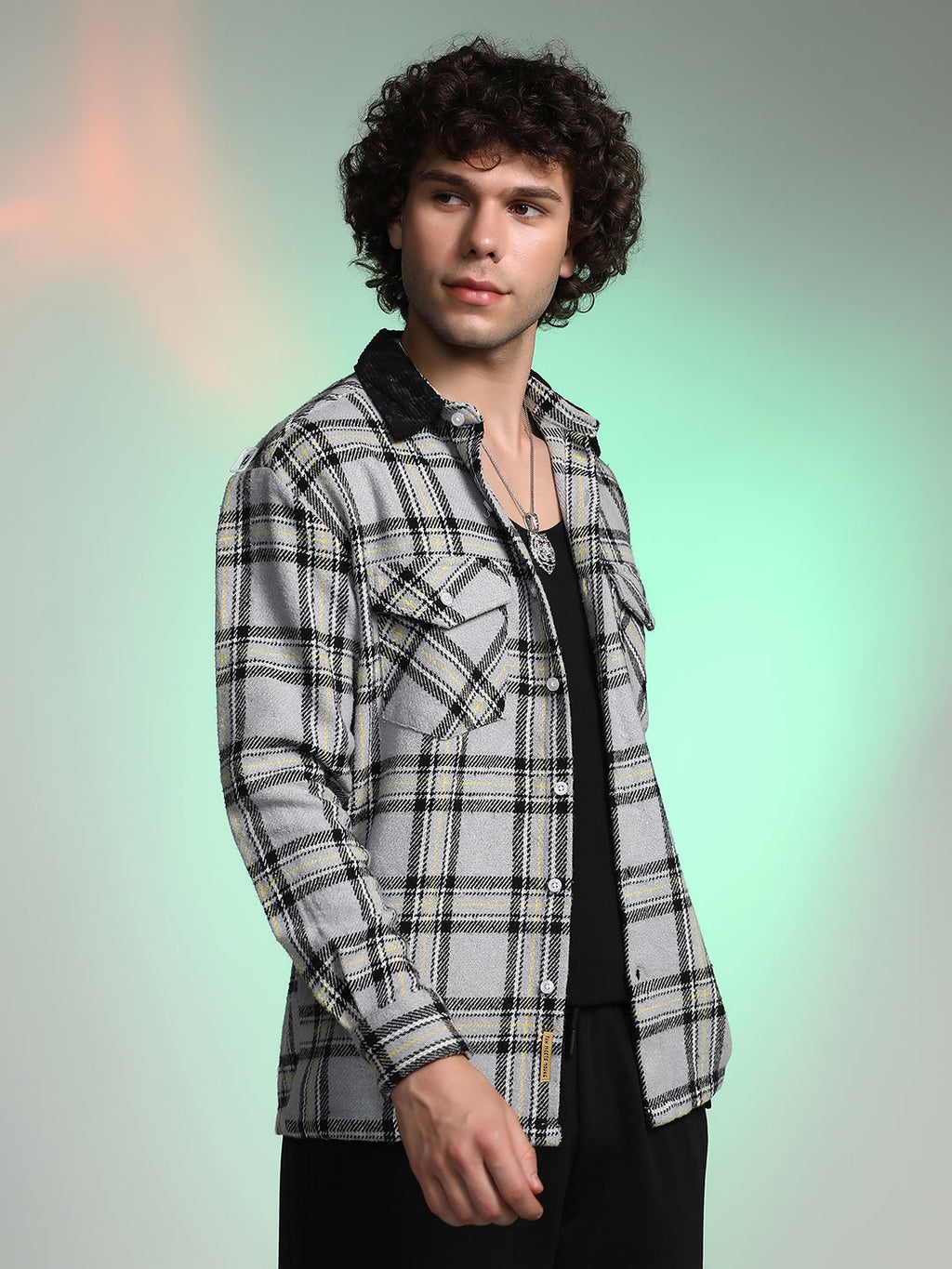 Campus Sutra Plaid Utility Oversized Shirt