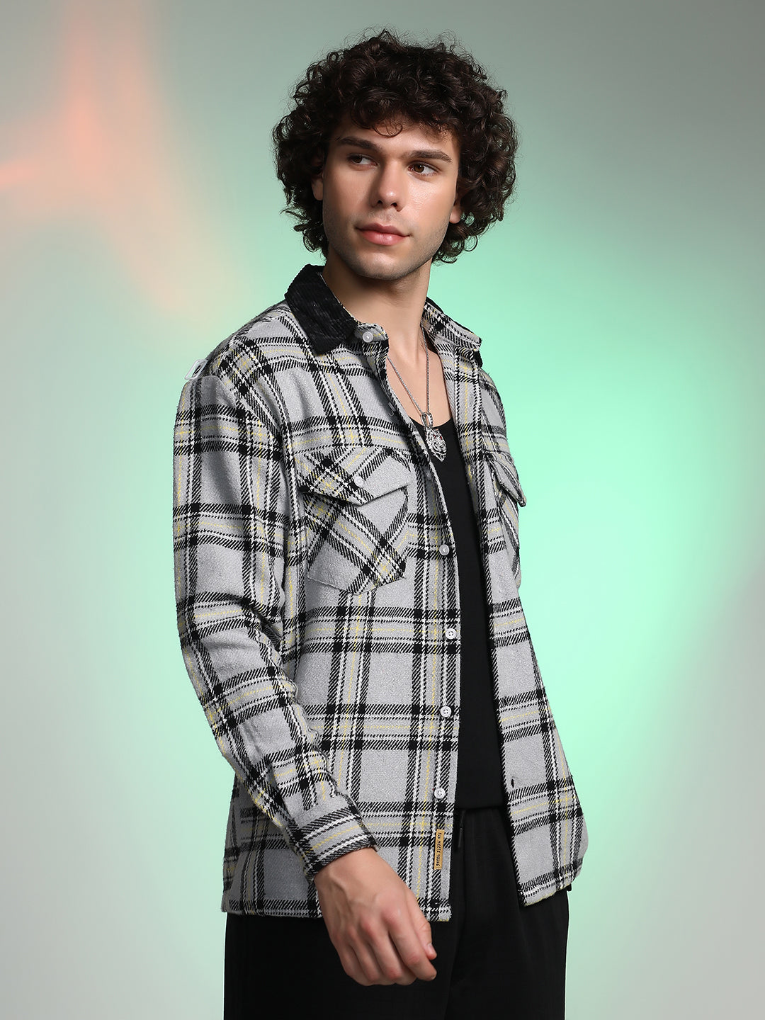 Campus Sutra Plaid Utility Oversized Shirt