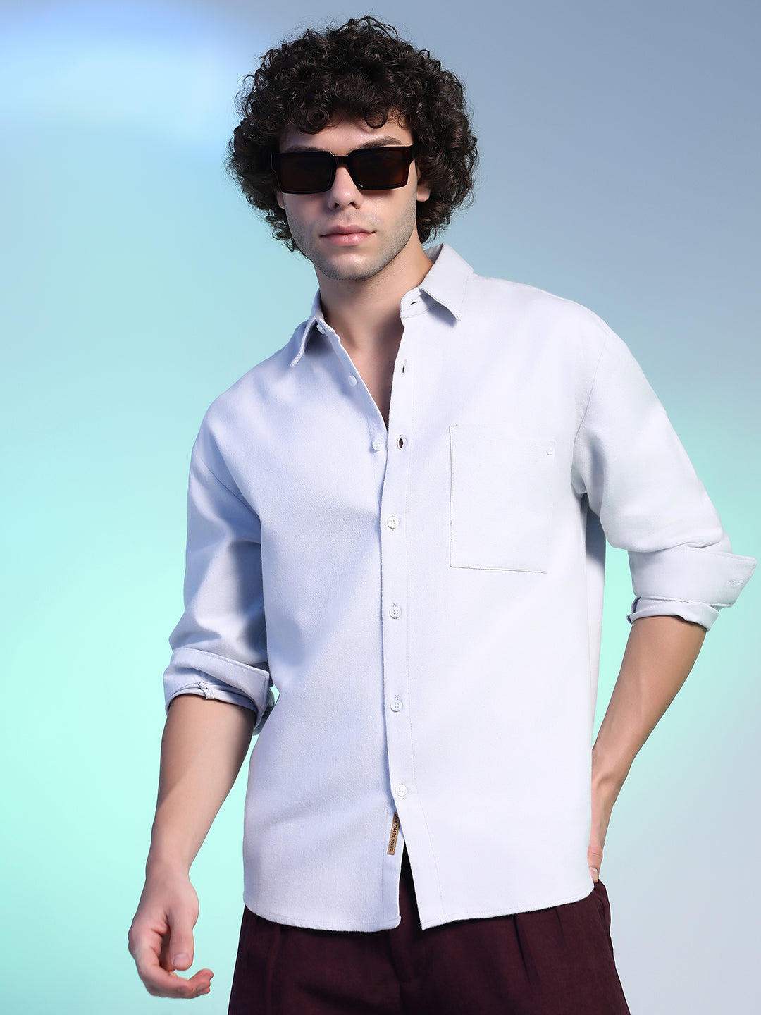 Campus Sutra Suede Utility Oversized Shirt