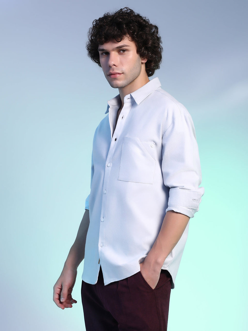 Campus Sutra Suede Utility Oversized Shirt