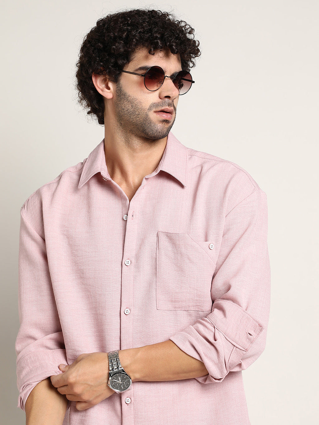 Campus Sutra Modular Solid Oversized Shirt
