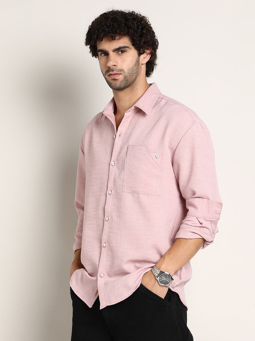Campus Sutra Modular Solid Oversized Shirt