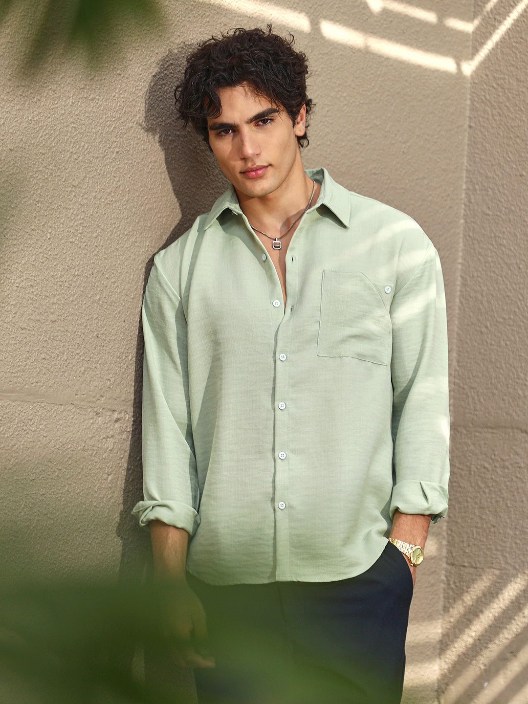 Campus Sutra Modular Solid Oversized Shirt