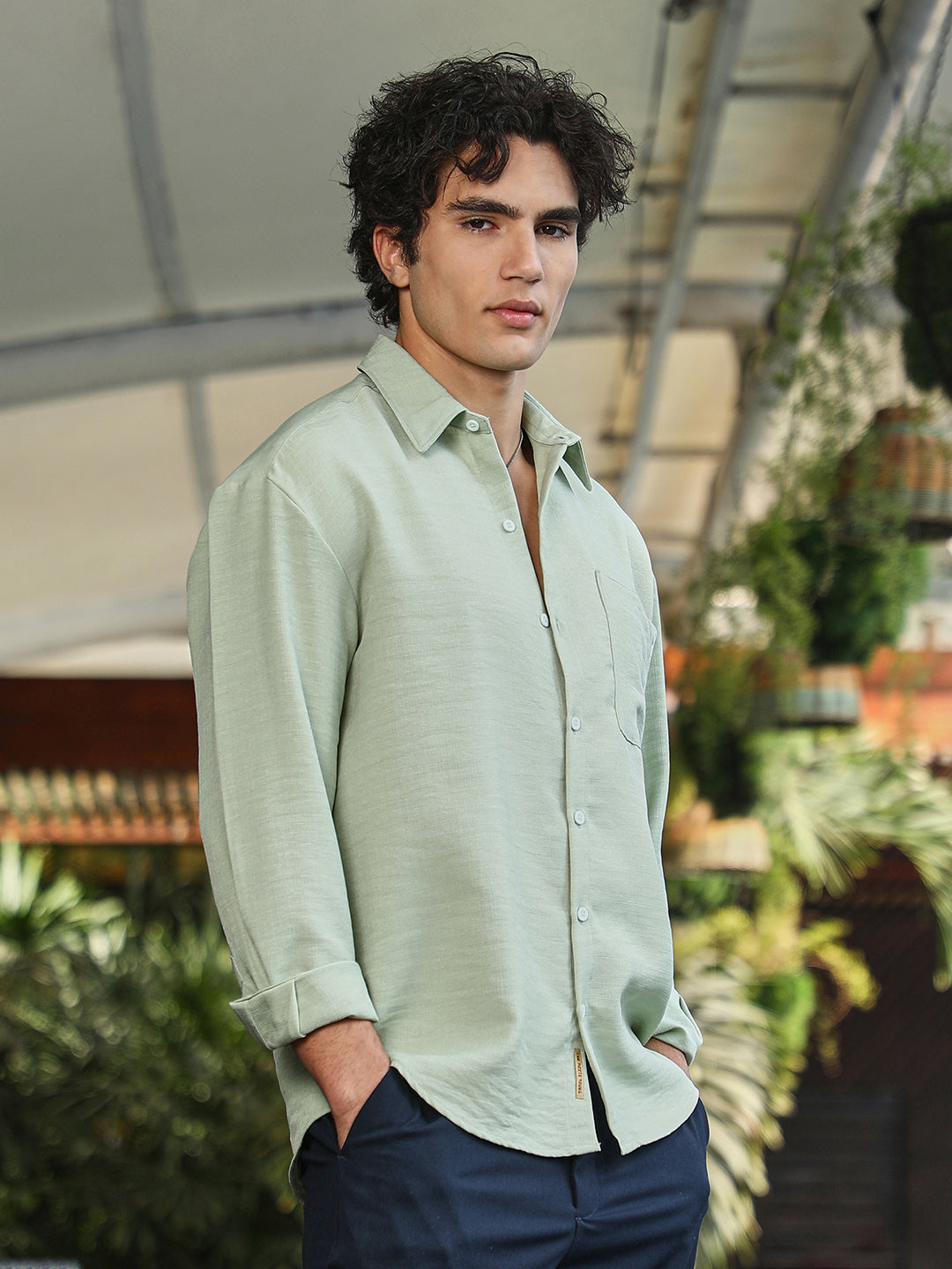 Campus Sutra Modular Solid Oversized Shirt