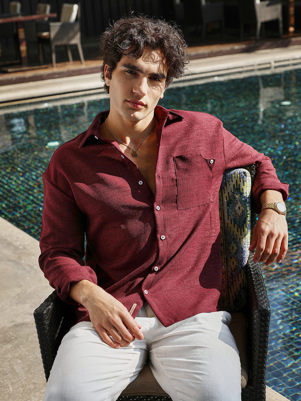 Campus Sutra Modular Solid Oversized Shirt