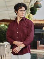 Campus Sutra Modular Solid Oversized Shirt