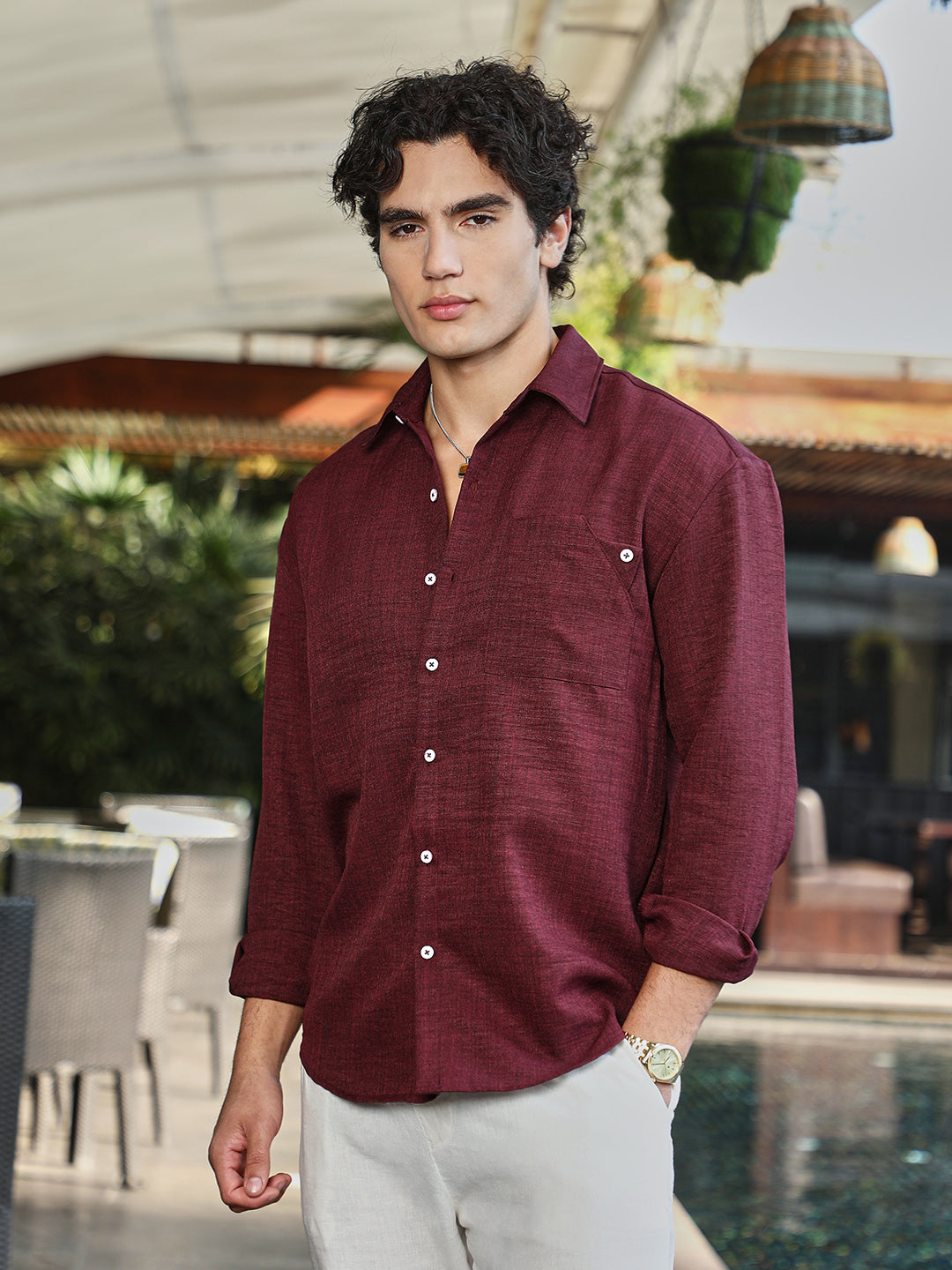 Campus Sutra Modular Solid Oversized Shirt