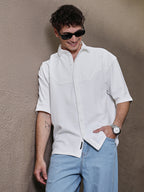 Campus Sutra Solid Cowboy Oversized Shirt