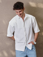 Campus Sutra Solid Cowboy Oversized Shirt